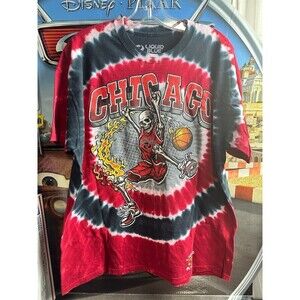 Liquid Blue Chicago Dunker Basketball Skeleton Tie-Dye T-Shirt XL 2023